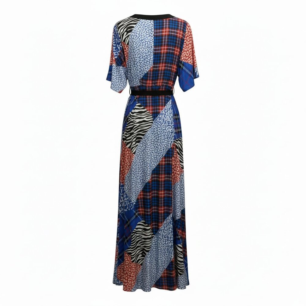 Mixed Print Maxi Dress w/ Shoulder Slits - Picture 2 of 6